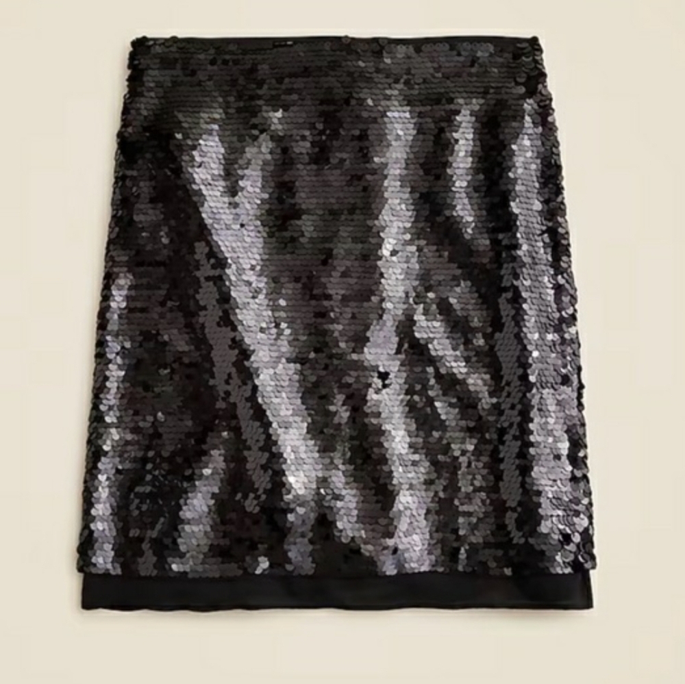 J. Crew Black Chiffon-lined sequin Skirt size 4